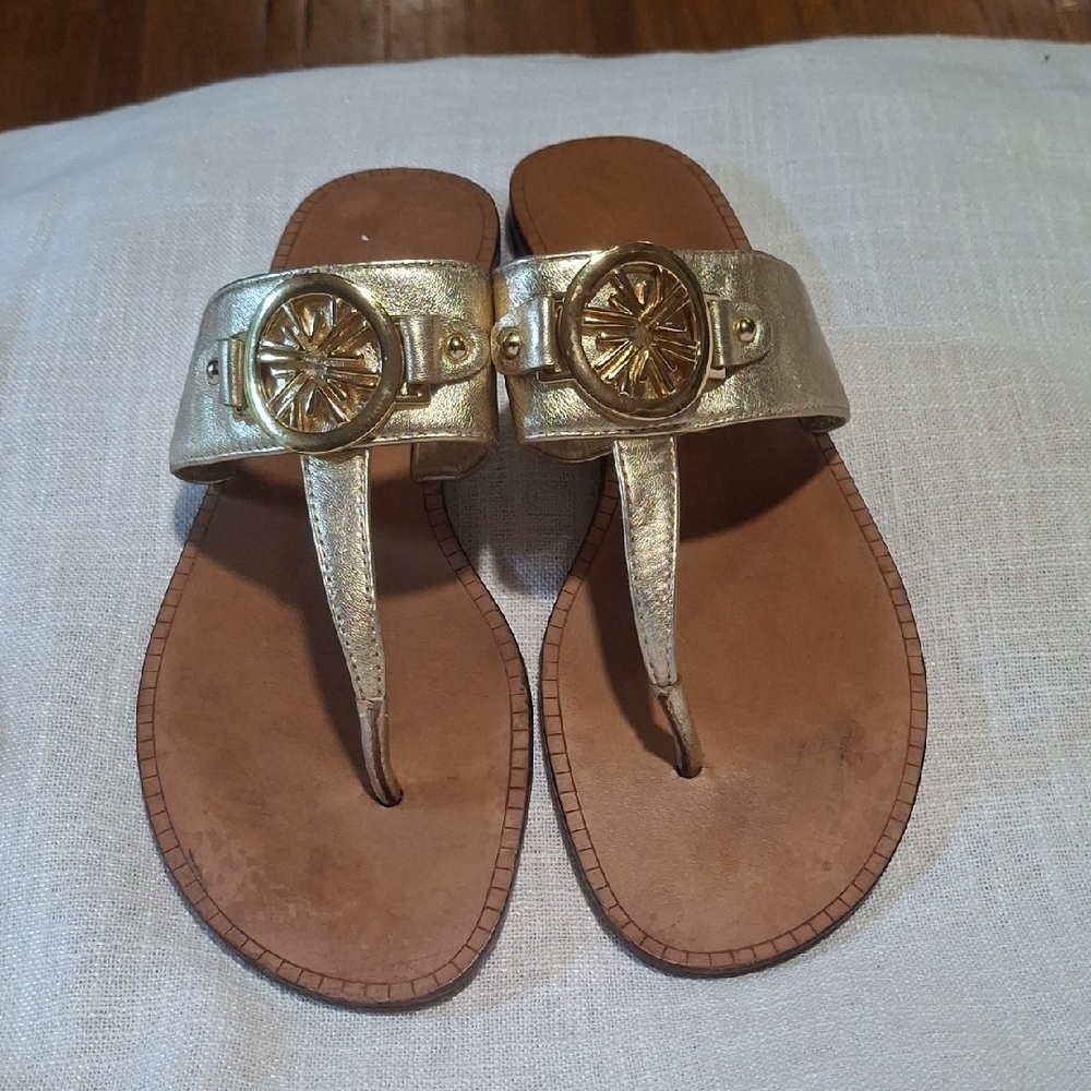 Lilly Pulitzer Gold Slide Sandals Size 8 - Picture 3 of 8